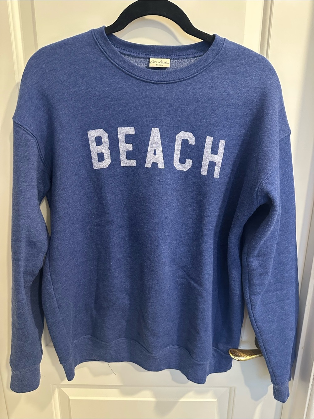 Oat Collective Blue 'BEACH' Graphic Sweatshirt size Medium - Picture 2 of 4